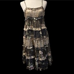 Storia Floral Tiered Spaghetti Strap Dress